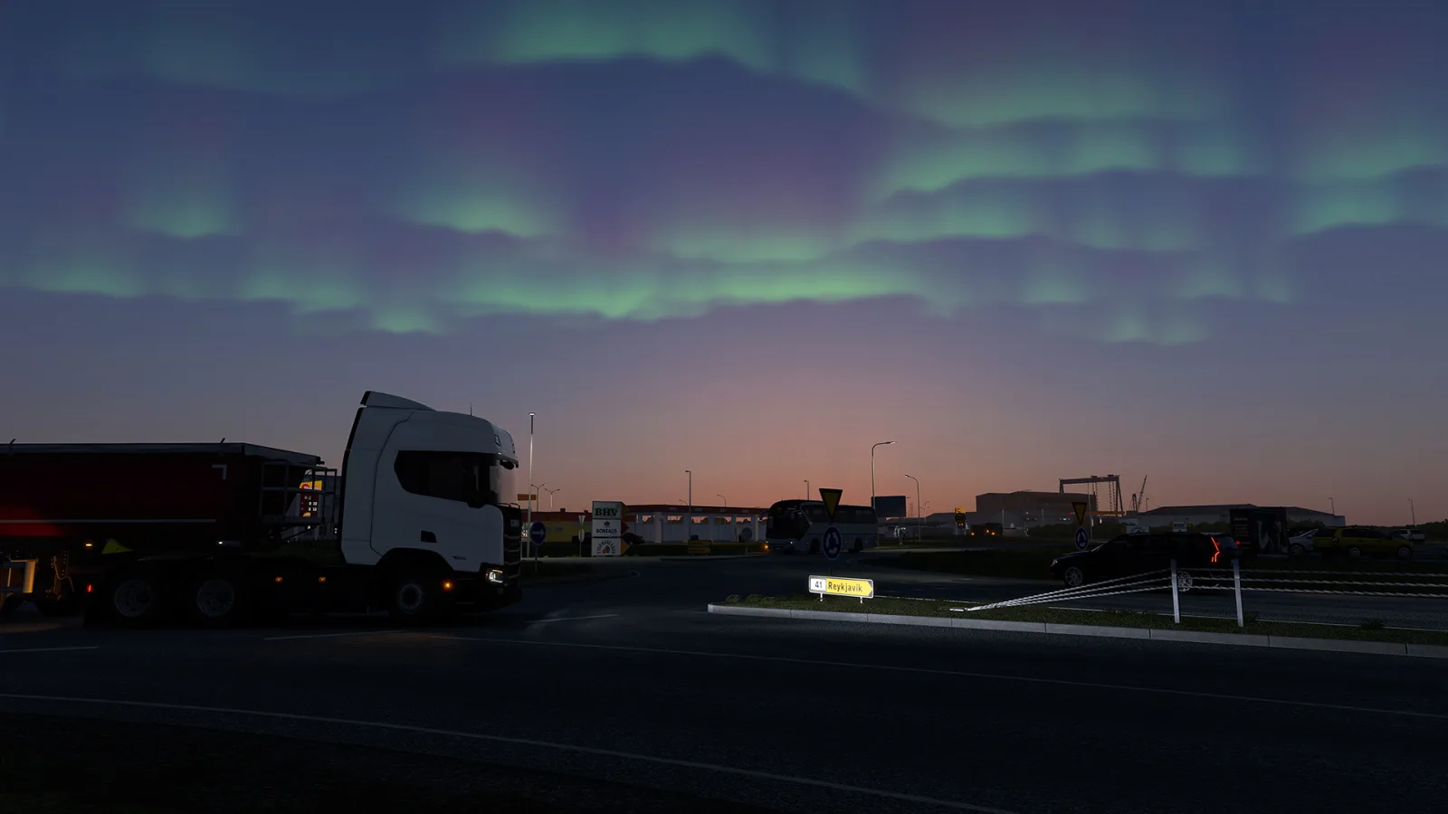 Ein Lkw fährt durch die isländische Stadt im kommenden Iceland-DLC für Euro Truck Simulator 2.